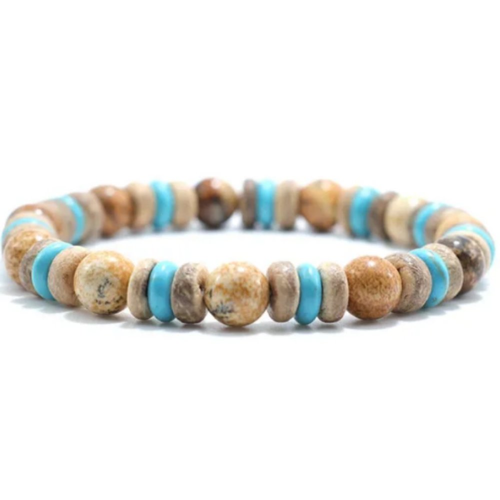 Turquoise and Coconut Bracelet,Surfer Bracelet,Coconut Bracelet